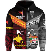 Papua New Guinea Fiji Zip Hoodie Polynesian Tapa Together Black LT8 - Polynesian Pride