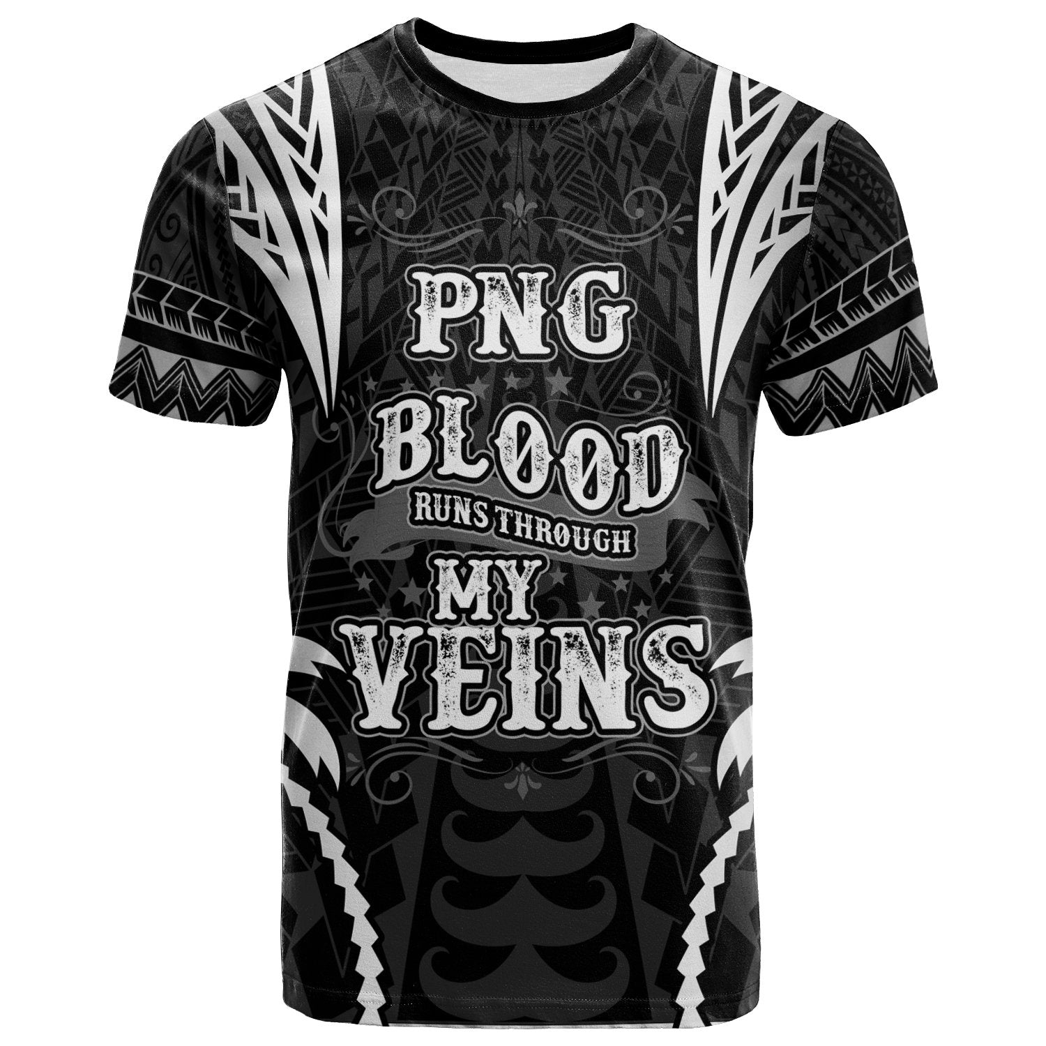 Papua New Guinea T Shirt Blood Runs Through My Veins Style Black Unisex Black - Polynesian Pride