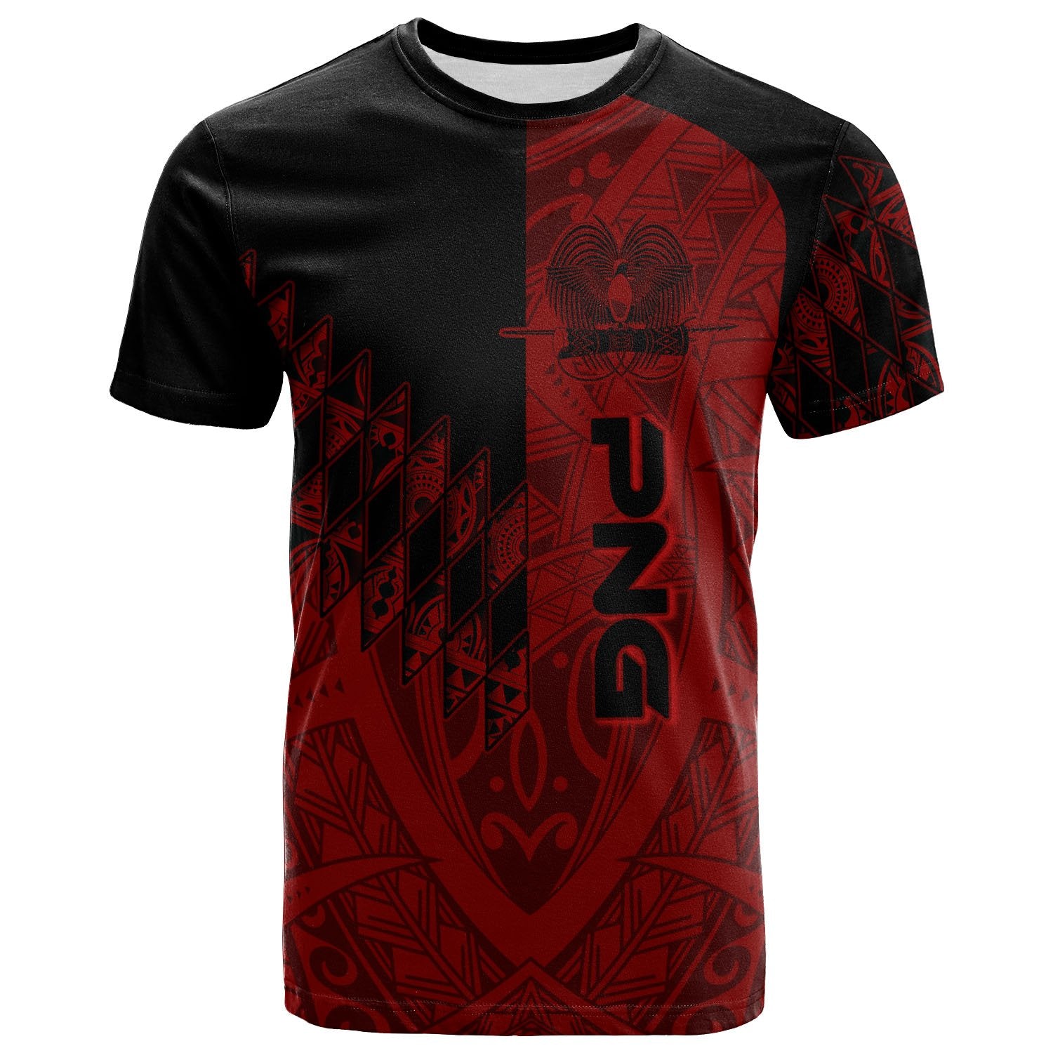 Papua New Guinea T Shirt Red Color Symmetry Style Unisex Black - Polynesian Pride