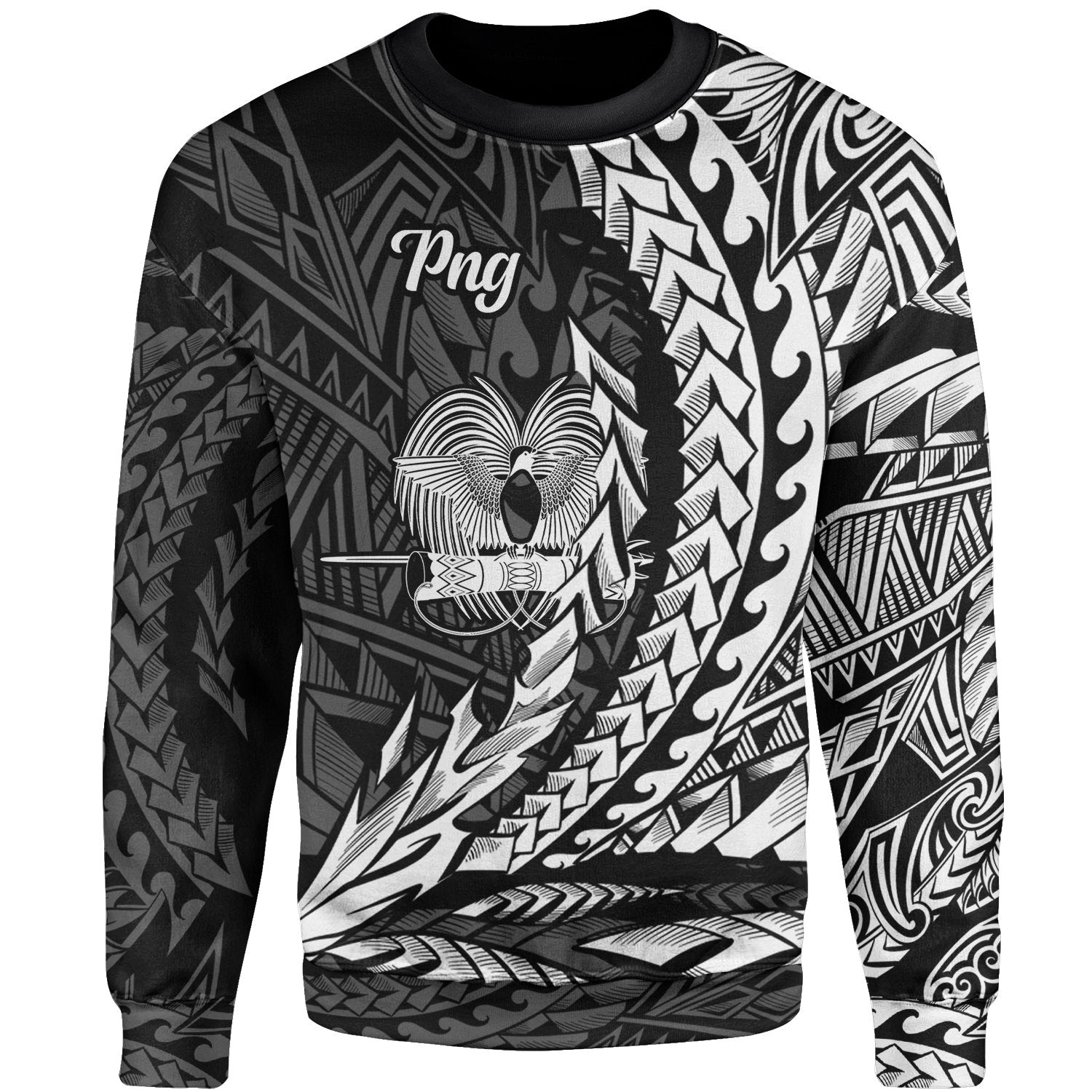 Papua New Guinea Sweatshirt - Wings Style White Color Unisex Black - Polynesian Pride