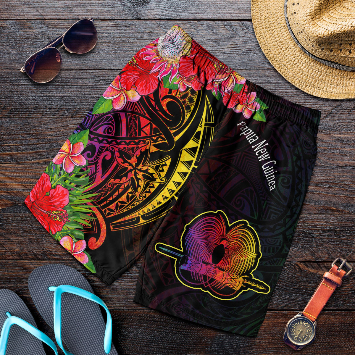 Papua New Guinea Men's Shorts - Tropical Hippie Style - Polynesian Pride
