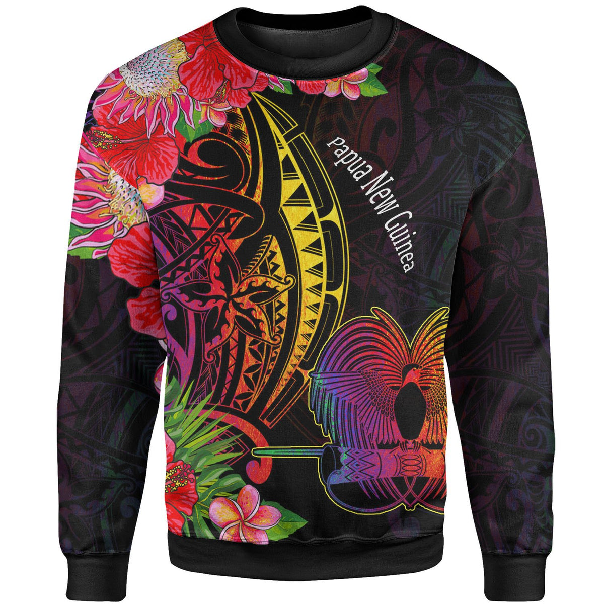 Papua New Guinea Sweatshirt - Tropical Hippie Style Unisex Black - Polynesian Pride