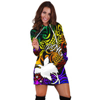 Papua New Guinea Women Hoodie Dress - Rainbow Polynesian Pattern - Polynesian Pride