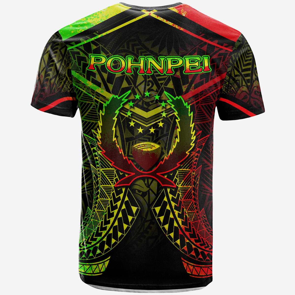 Pohnpei T Shirt Pohnpei Seal With Reggae Line Style - Polynesian Pride