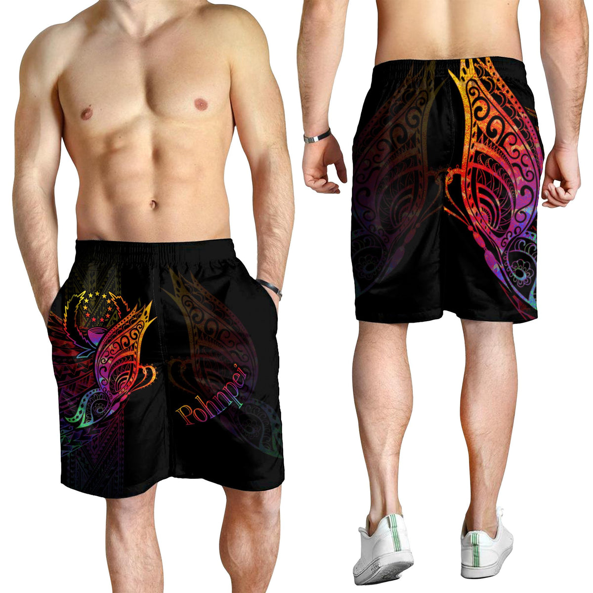 Pohnpei Men's Shorts - Butterfly Polynesian Style - Polynesian Pride