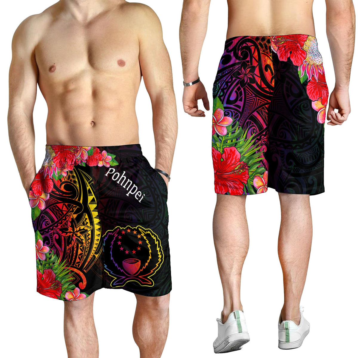 Pohnpei Men's Shorts - Tropical Hippie Style - Polynesian Pride