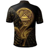 American Samoa Polo Shirt Octopus Style Gold Color - Polynesian Pride