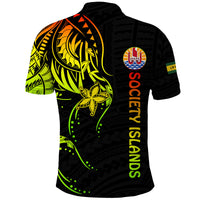 Custom Society Islands Polo Shirt Mix Pattern Leeward Islands French Polynesia LT13 - Polynesian Pride
