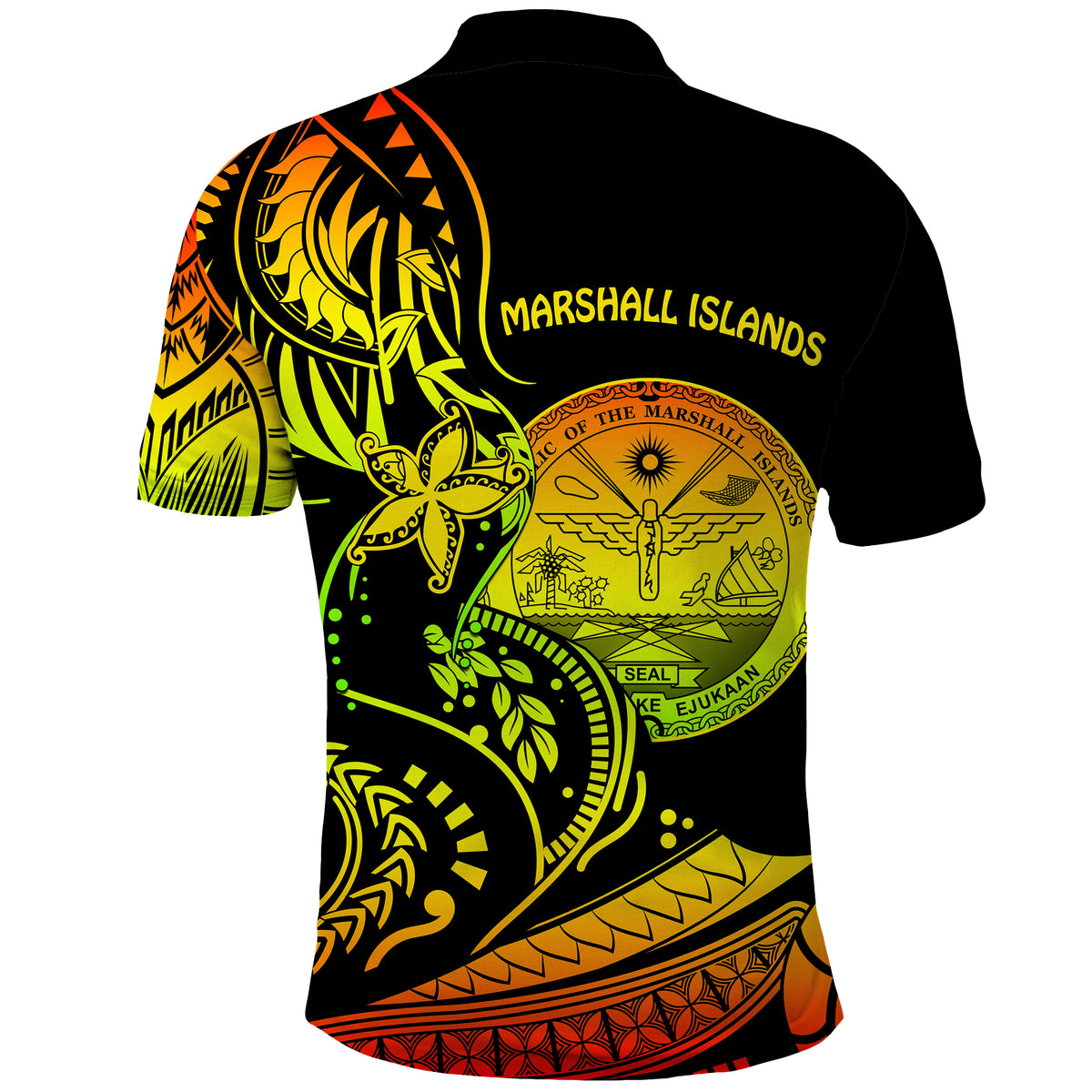 Marshall Islands Polo Shirt Proud Seal Star Version Reggae LT13 - Polynesian Pride