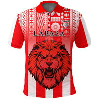 Custom Football LABASA FA Polo Shirt Red Lion Fiji Custom Text and Number LT13 - Polynesian Pride