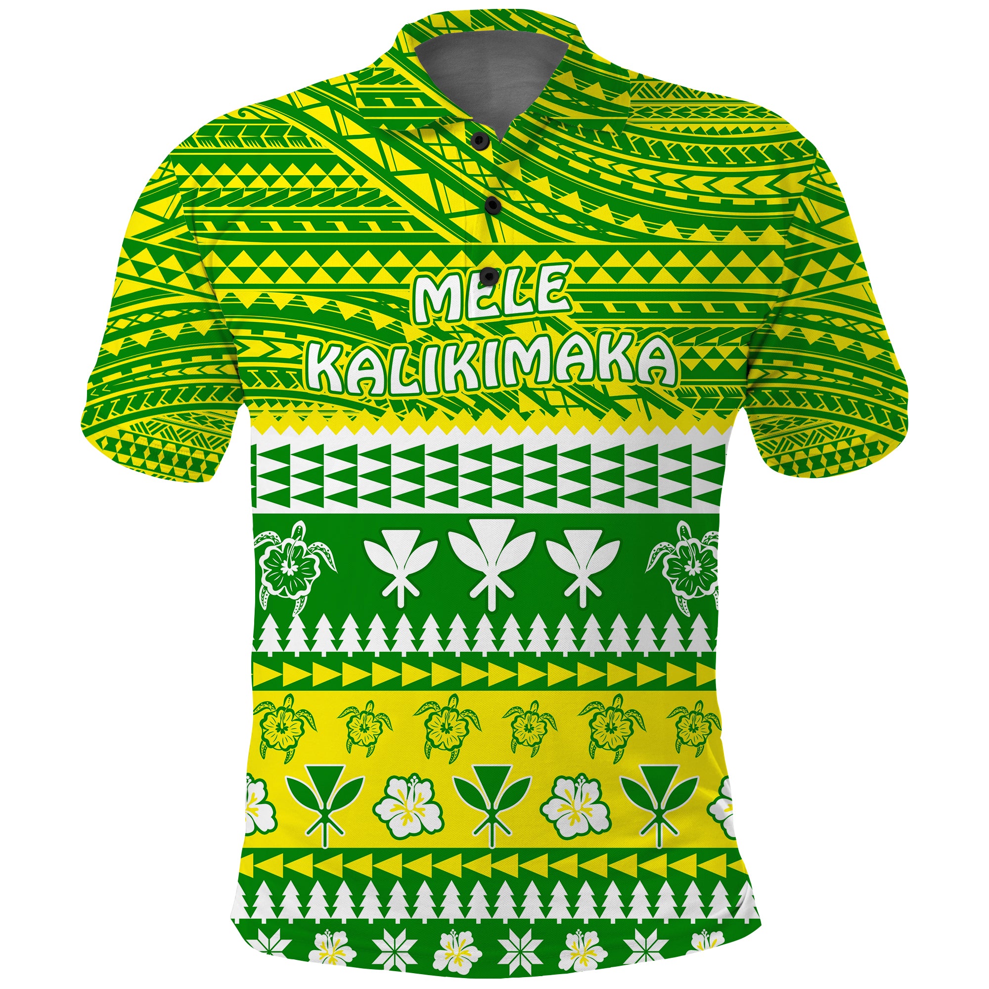 Hawaii Christmas Polo Shirt Polynesian Mele Kalikimaka Santa Claus LT13 Unisex Green - Polynesian Pride