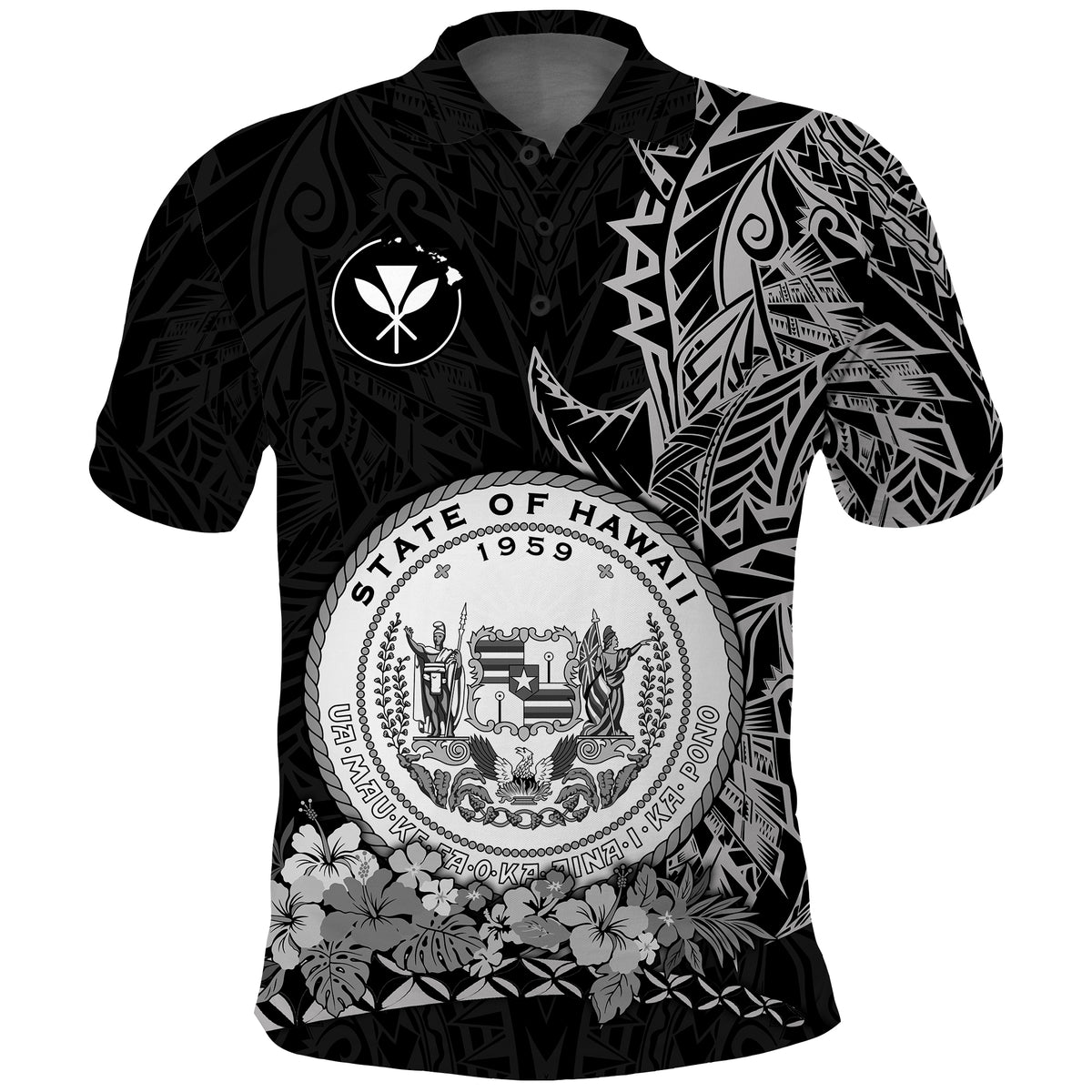 Hawaiian Polynesian Polo Shirt White Seal of Hawaii LT13 Unisex White - Polynesian Pride