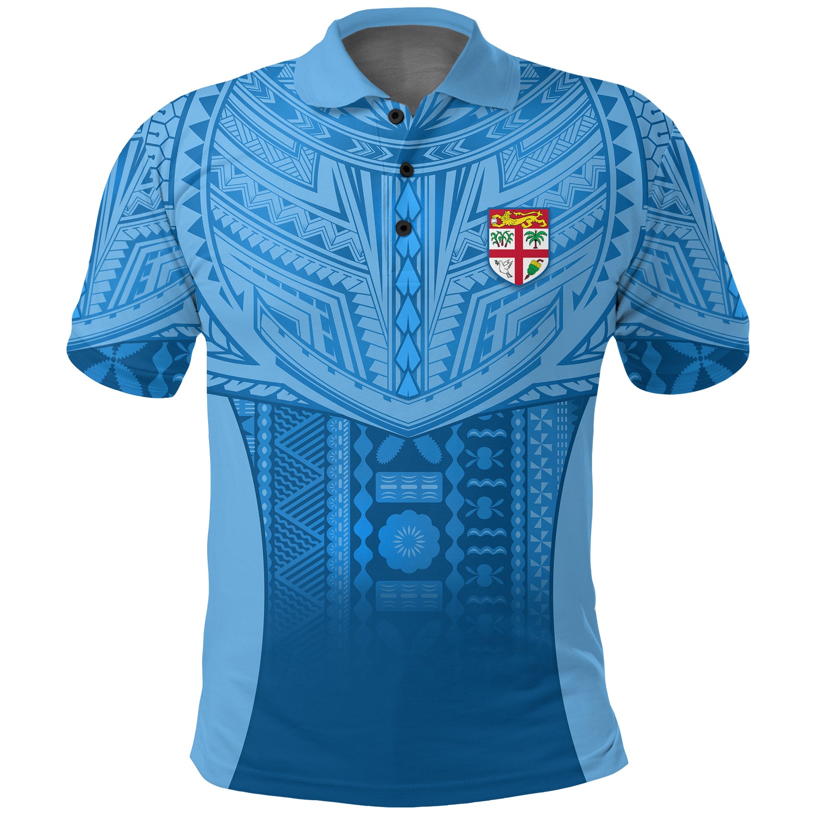 Fiji Faithful Polo Shirt Version Blue LT13 Unisex Blue - Polynesian Pride