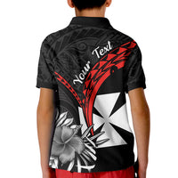(Custom Personalised) Wallis et Futuna Polo Shirt KID Polynesian Pattern and Hibiscus Flowers Version Black LT13 - Polynesian Pride
