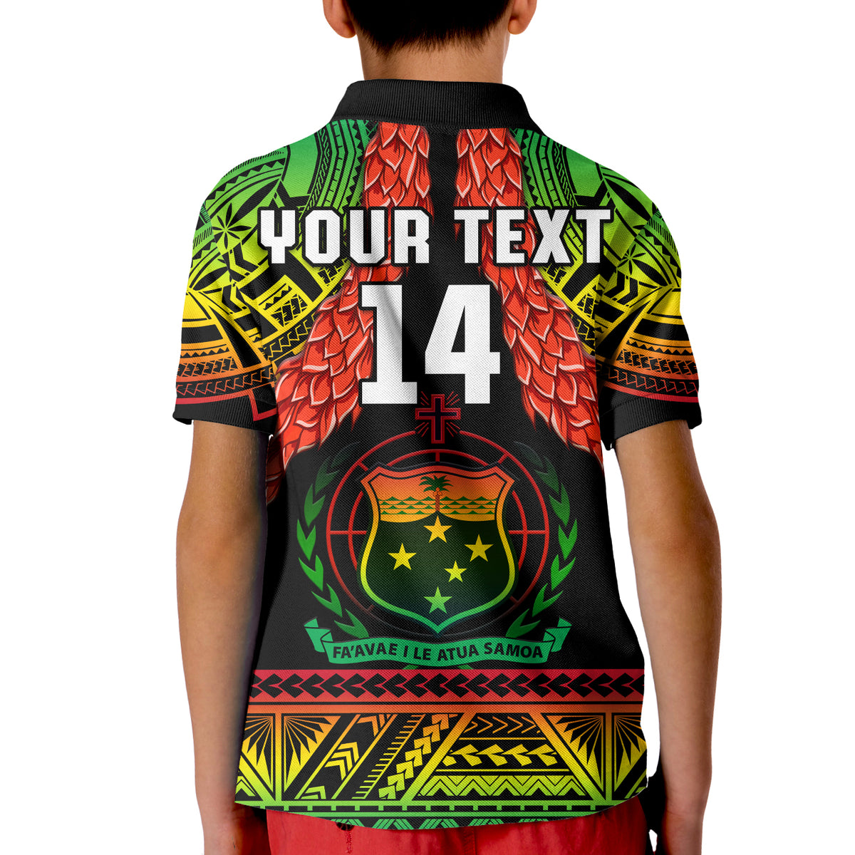 (Custom Text and Number) Samoa Rugby Polo Shirt Teuila Torch Ginger Gradient Style LT14 - Polynesian Pride