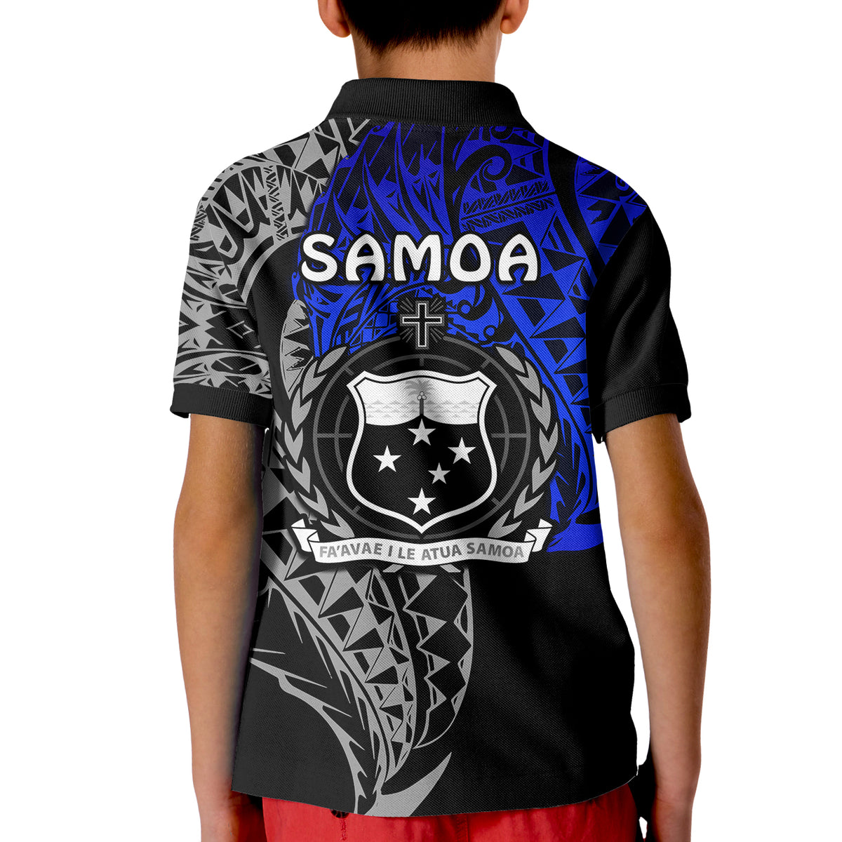 (Custom Personalised) Siva Samoa Polo Shirt KID Samoan Dance Mix Blue Polynesian LT13 - Polynesian Pride