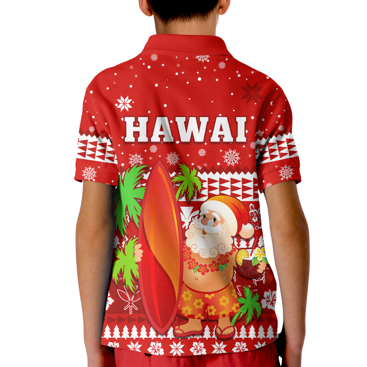 Mele Kalikimaka Polo Shirt KID Santa Claus Hawaii Christmas LT13 - Polynesian Pride