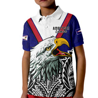 American Samoa Polo Shirt KID Bald Eagle Mix Polynesian LT13 Unisex Blue - Polynesian Pride