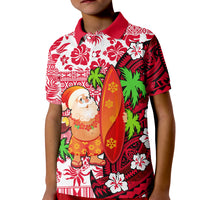 Mele Kalikimaka Polo Shirt KID Christmas Hawaii with Santa Claus LT13 Unisex Red - Polynesian Pride