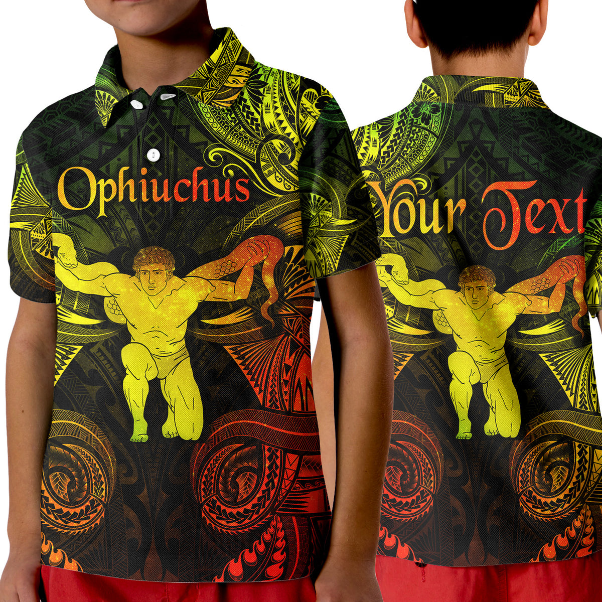 (Custom Personalised) Ophiuchus Zodiac Polynesian Polo Shirt KID Unique Style - Reggae LT8 Unisex Reggae - Polynesian Pride