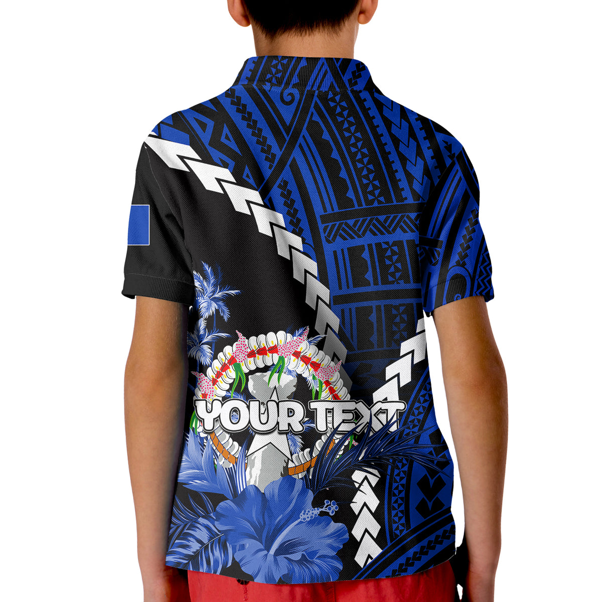 (Custom Personalised)Northern Mariana Islands Polo Shirt KID Polynesian Style Blue Color LT6 - Polynesian Pride