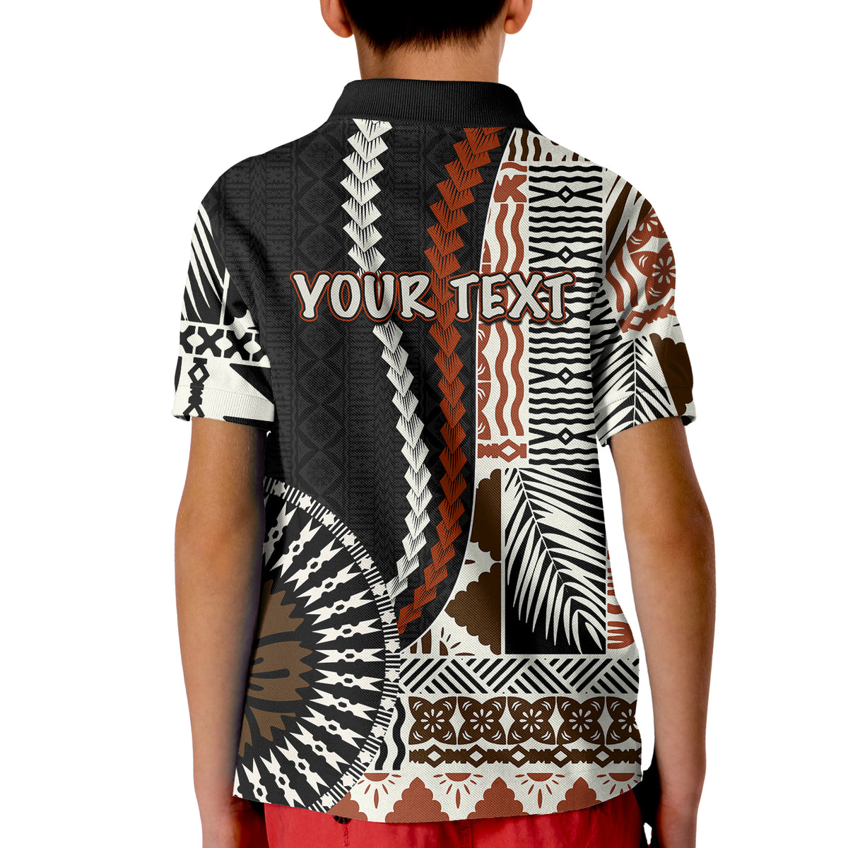 (Custom Personalised) Bula Fiji Polo Shirt KID Masi Tapa Patterns Style LT6 - Polynesian Pride