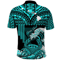 Custom Hawaii Polo Shirt Kakau Polynesian Crab With Waves Ver.01 LT14 - Polynesian Pride