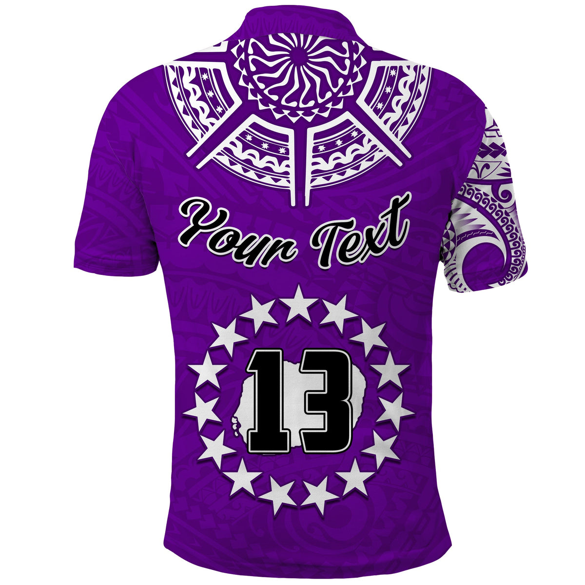 (Custom Text and Number) Rarotonga Cook Islands Polo Shirt Turtle and Map Style Purple LT13 - Polynesian Pride