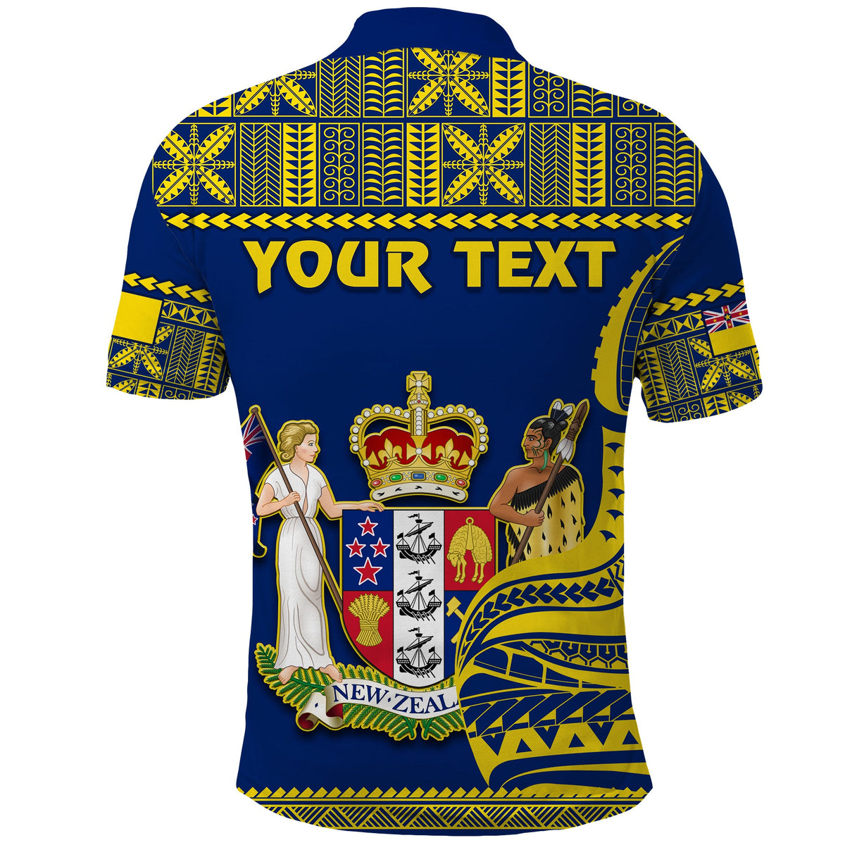 Custom Niue Polo Shirt Hiapo Mix Polynesian Happy Constitution Day LT14 - Polynesian Pride