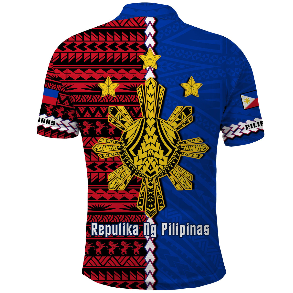 Philippines Polo Shirt Pilipinas Sun Mix Polynesian Pattern LT14 - Polynesian Pride