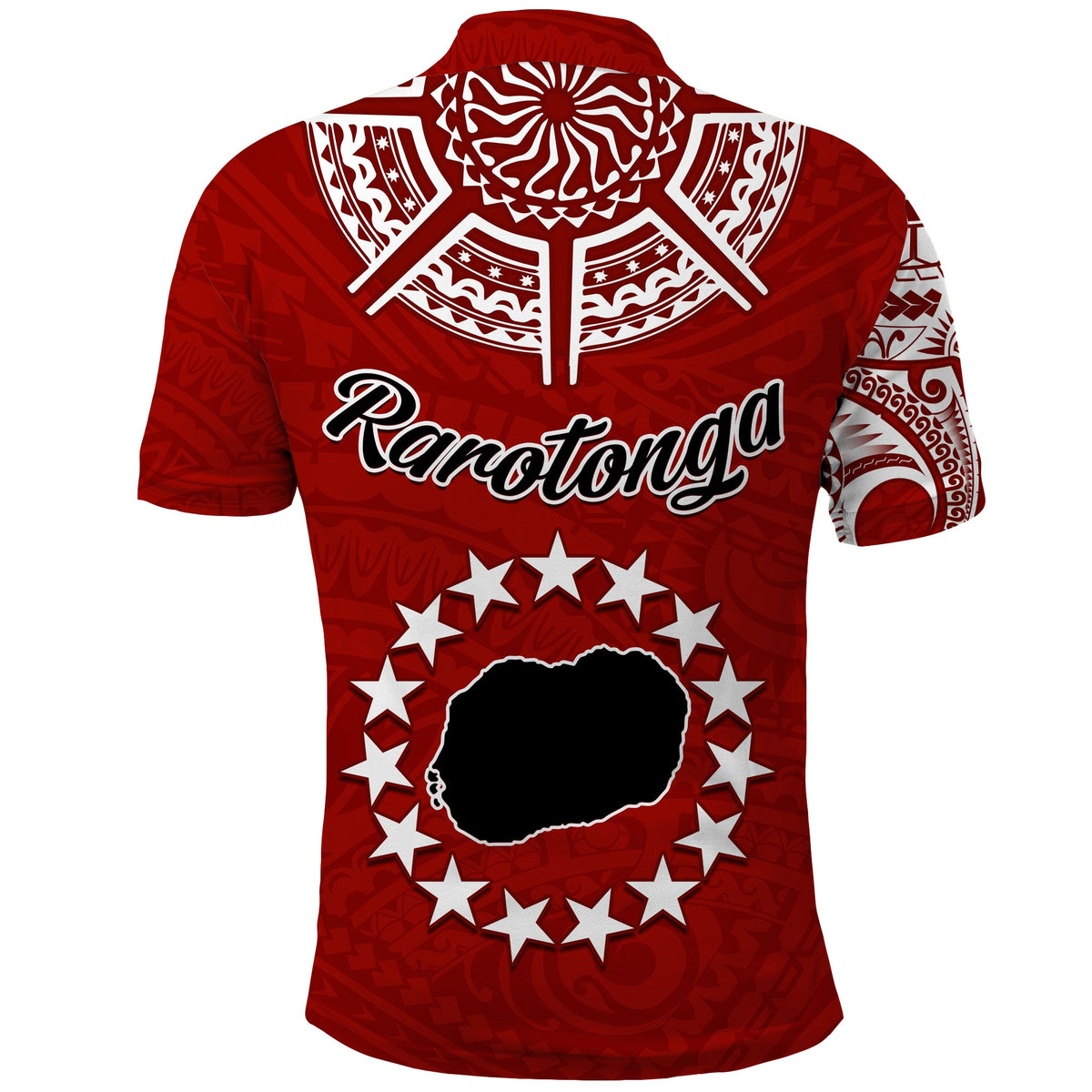 Rarotonga Cook Islands Polo Shirt Turtle and Map Style Red LT13 - Polynesian Pride