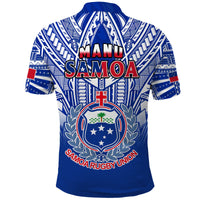 Samoa Rugby Polo Shirt Manu Samoa 7s Ginger Blue Polynesian LT14 - Polynesian Pride
