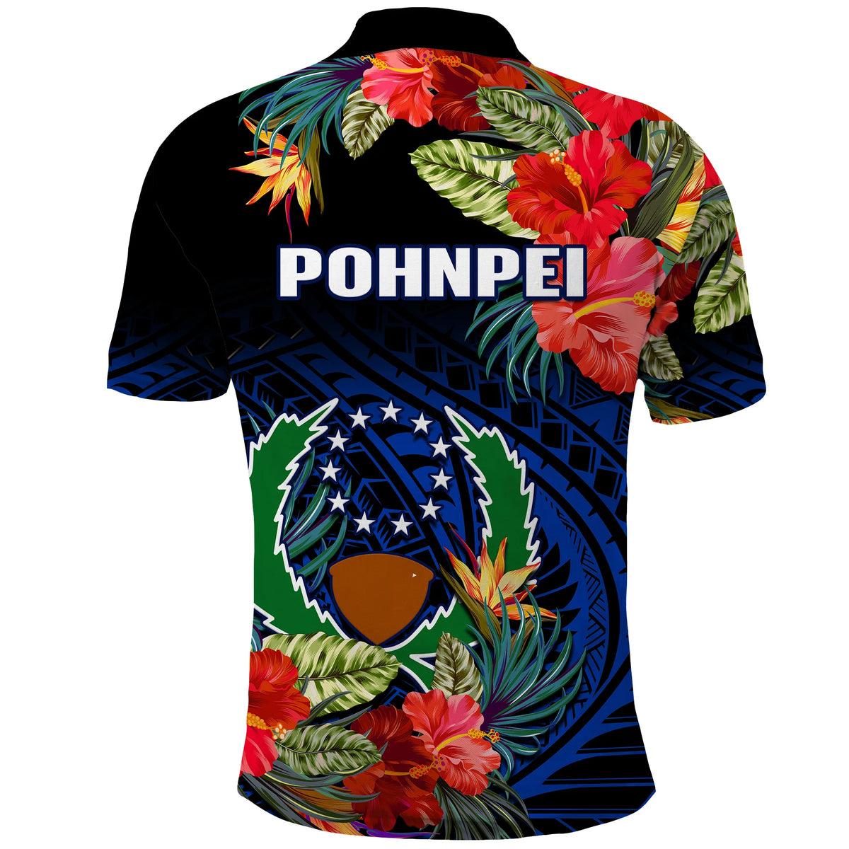 Pohnpei State Polo Shirt FSM Hibiscus Flowers Mix Polynesian LT14 - Polynesian Pride