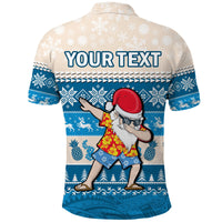 Custom Hawaii Mele Kalikimaka Polo Shirt Dabbing Santa Blue Merry Christmas LT14 - Polynesian Pride