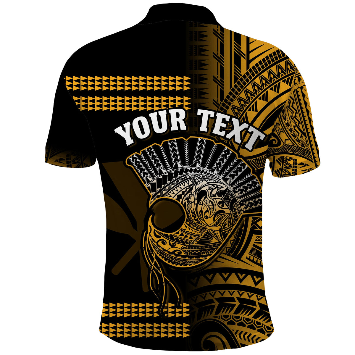Custom Hawaii Polo Shirt Kakau Warrior Helmet Gradient Gold Polynesian LT14 - Polynesian Pride
