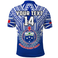 (Custom Text and Number) Samoa Rugby Polo Shirt Manu Samoa 7s Ginger Blue Polynesian LT14 - Polynesian Pride