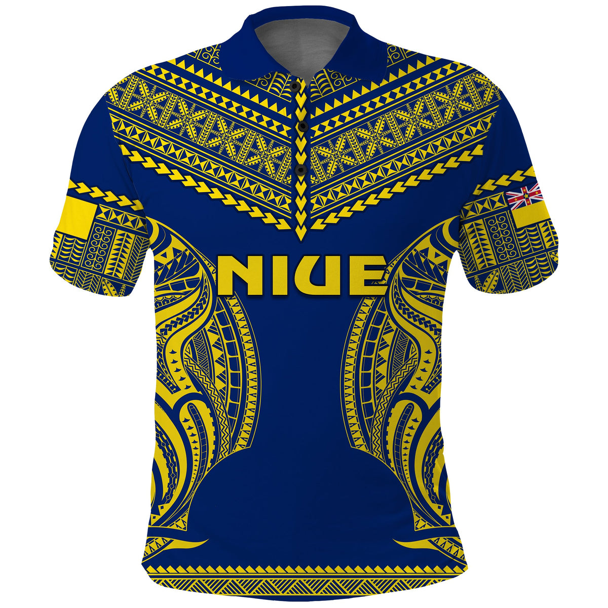 Custom Niue Polo Shirt Hiapo Mix Polynesian Happy Constitution Day LT14 - Polynesian Pride