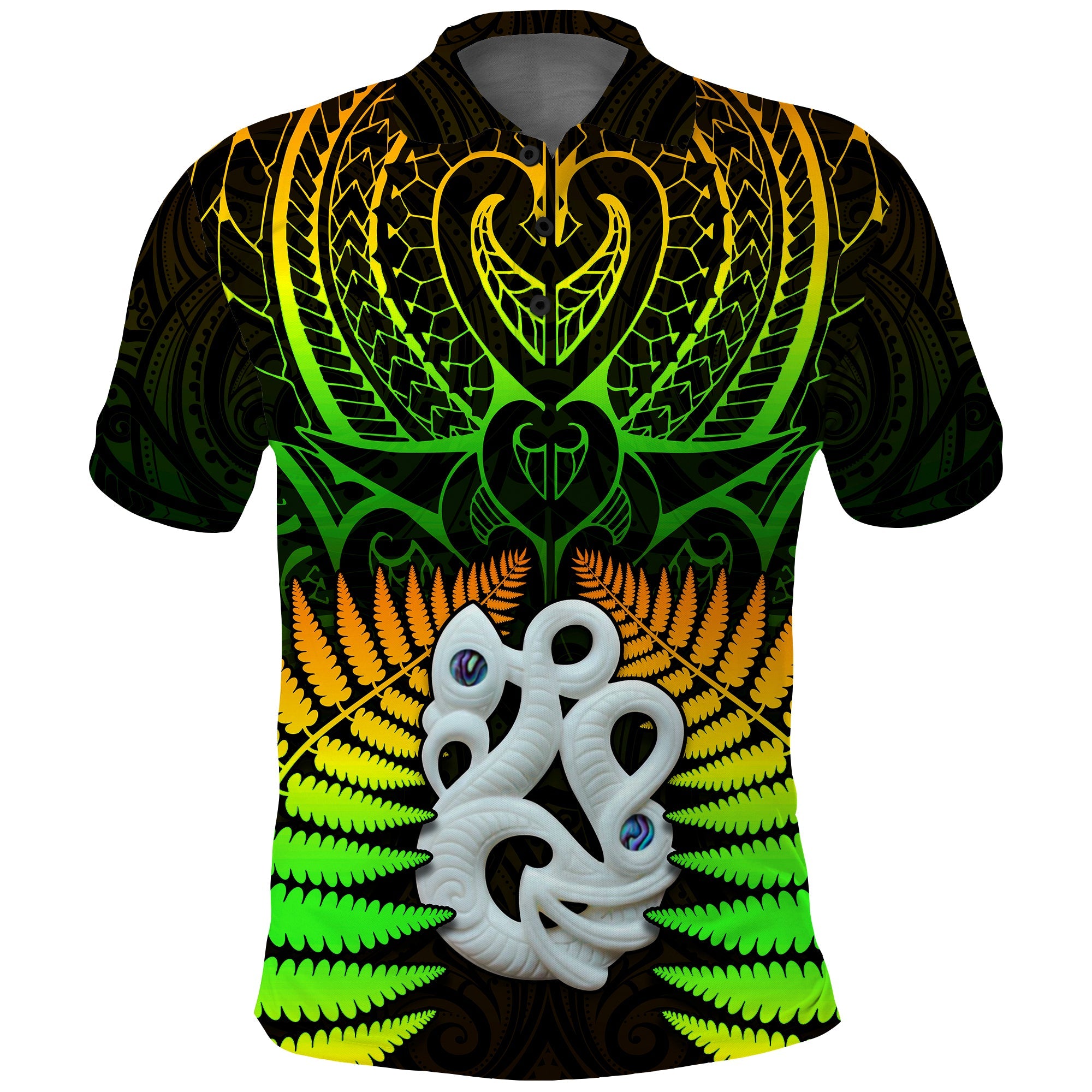 New Zealand Polo Shirt Aotearoa Fern Hei Tiki Special Style LT13 Green - Polynesian Pride