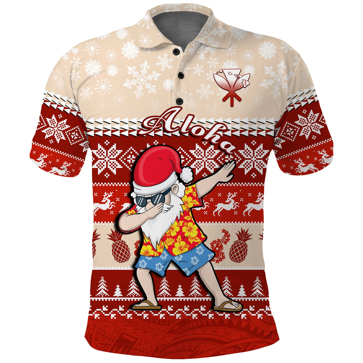 Custom Hawaii Mele Kalikimaka Polo Shirt Dabbing Santa Red Merry Christmas LT14 Red - Polynesian Pride