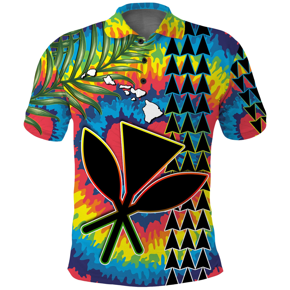 Custom Hawaii Rainbow Tie Dye Polo Shirt Flowers Polynesian Hawaiian Tribal LT13 - Polynesian Pride