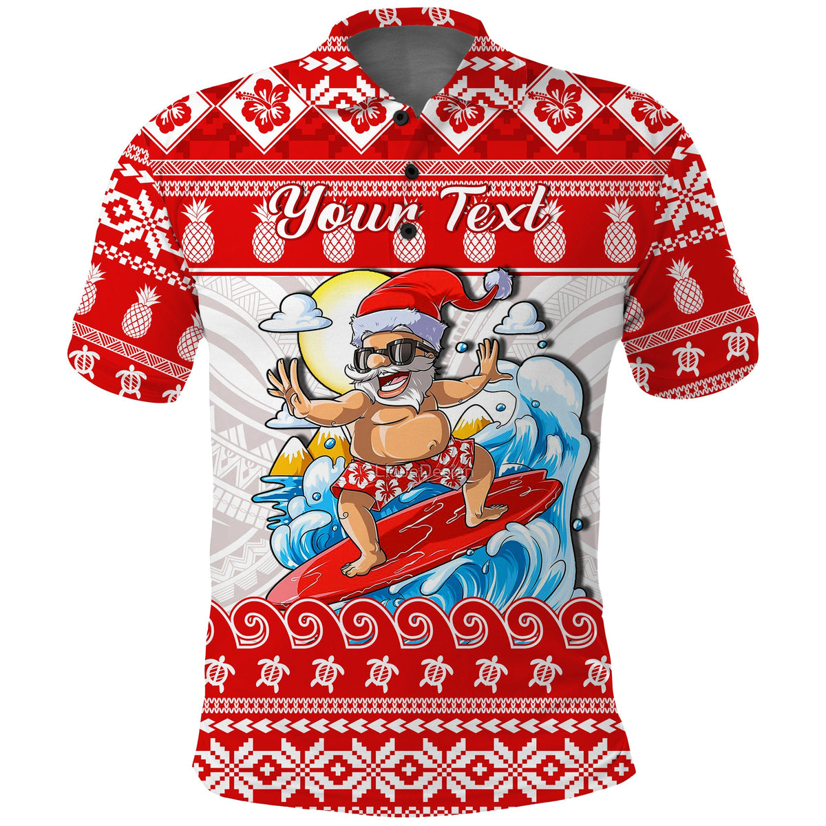 Custom Hawaii Christmas Polo Shirt Surfing Santa Mele Kalikimaka Polynesian LT14 - Polynesian Pride