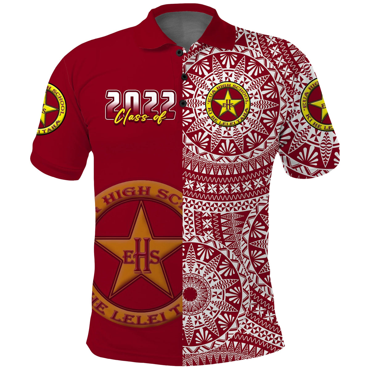 (Custom Text and Number) Tonga Eua High School Polo Shirt Class Of Year Tongan Ngatu Pattern LT14 - Polynesian Pride