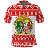 Hawaii Christmas Polo Shirt Kanaka Polynesian Santa Claus Mele Kalikimaka LT14 Red - Polynesian Pride