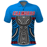 Guam Chamorro Polo Shirt Latte Stone Blue Polynesian Haligi LT13 Blue - Polynesian Pride