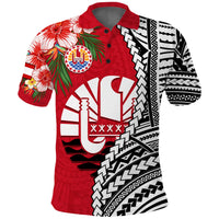 Custom Tahiti Islands Polo Shirt Polynesian Shark Mix Tropical Flowers LT14 - Polynesian Pride