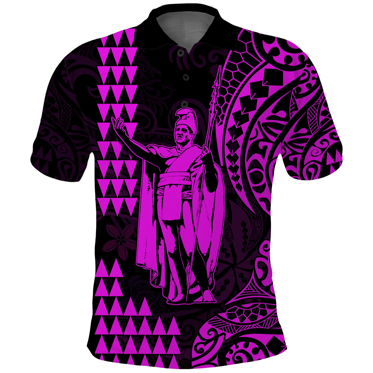 (Custom Text and Number) Hawaii Day Kakau Polo Shirt Proud To Be Hawaiian Purple King Kamehameha and Kanaka Maoli LT13 - Polynesian Pride