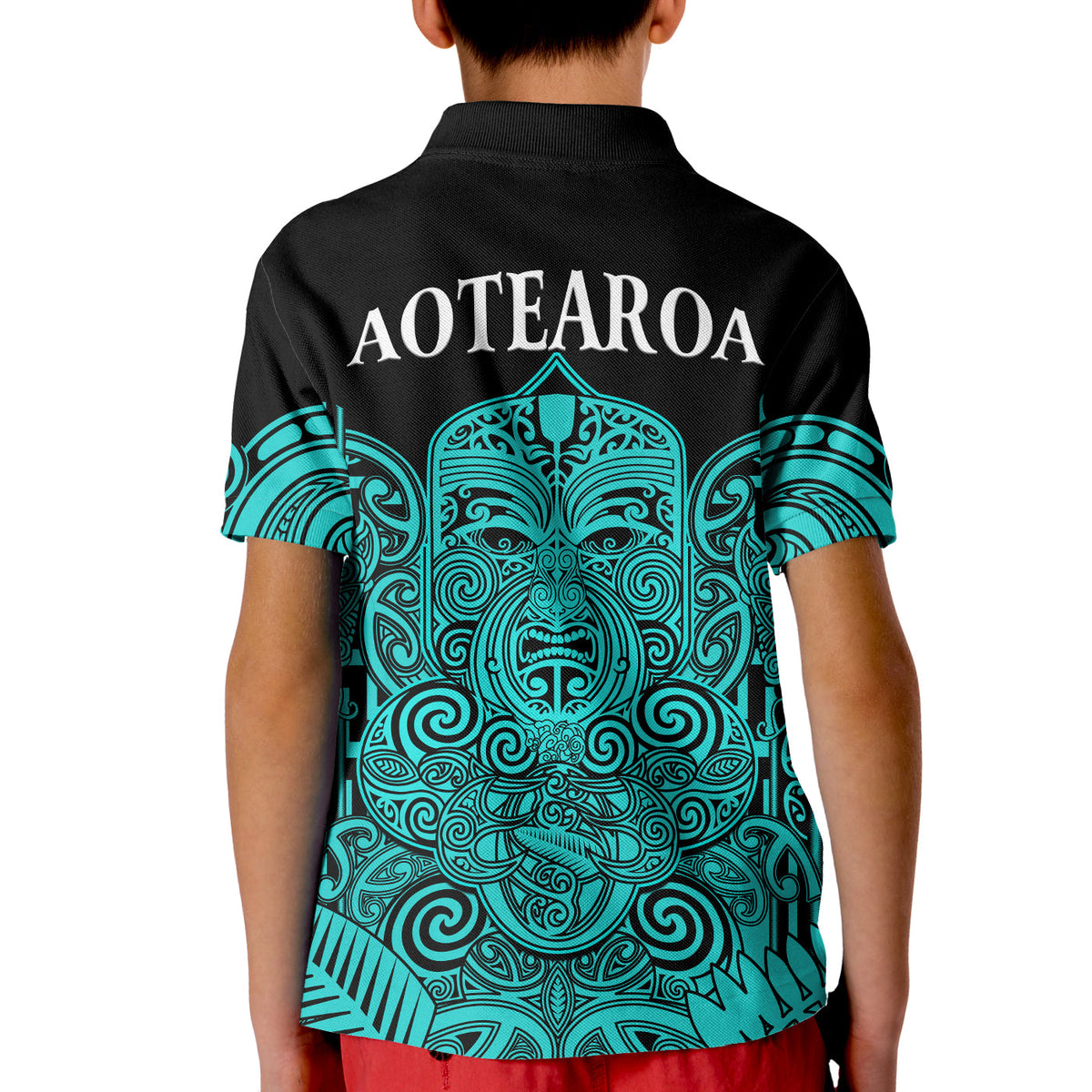 New Zealand Tiki Rugby Polo Shirt KID NZ Maori Koru Pattern Ver.02 LT14 - Polynesian Pride