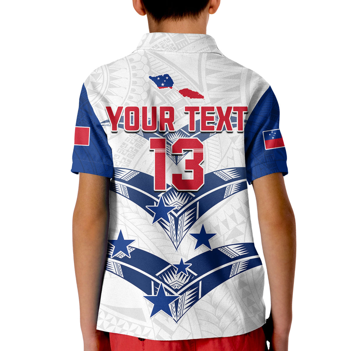 Custom Personalise Text and Number Toa Samoa Rugby Polo Shirt Siamupini Proud White LT13 - Polynesian Pride