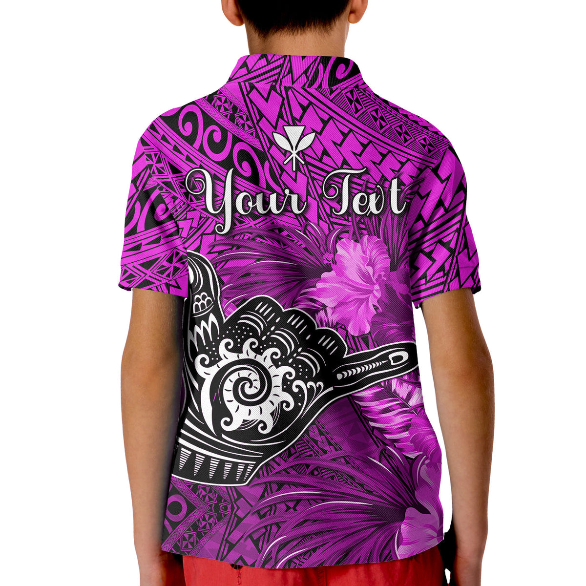 Custom The Shaka Hawaii Polo Shirt Tropical Flowers Purple Version LT13 - Polynesian Pride