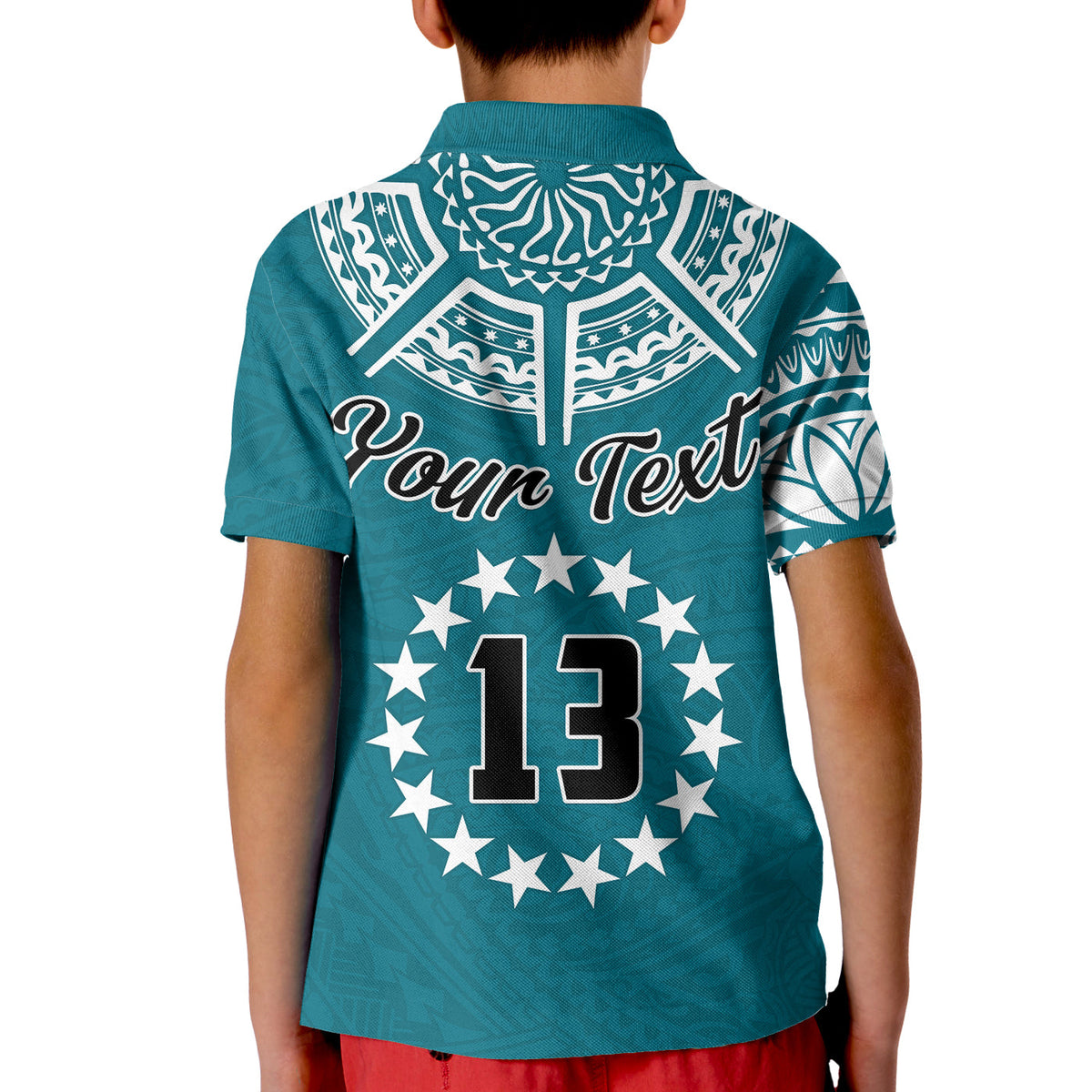 (Custom Text and Number) Cook Islands Tatau Polo Shirt Symbolize Passion Stars Version Blue LT13 - Polynesian Pride
